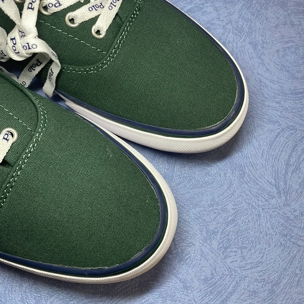 Polo Ralph Lauren Men’s Thorton 01087 Laceup Canvas Shoes Green Size 10D New - Picture 15 of 16